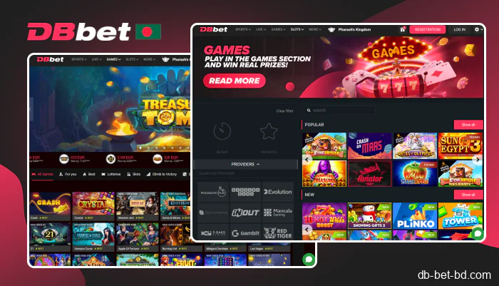 Large selection of casino games at DBbet Bangladesh
