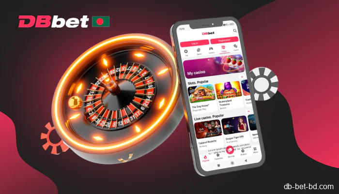 Overview of the casino section in DBbet app