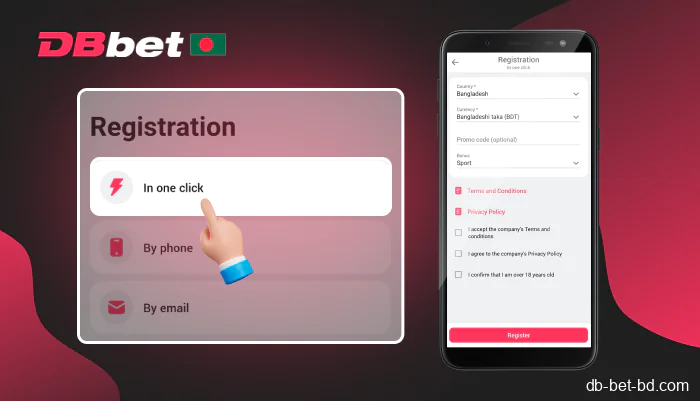 Select the one-click registration method, step 3